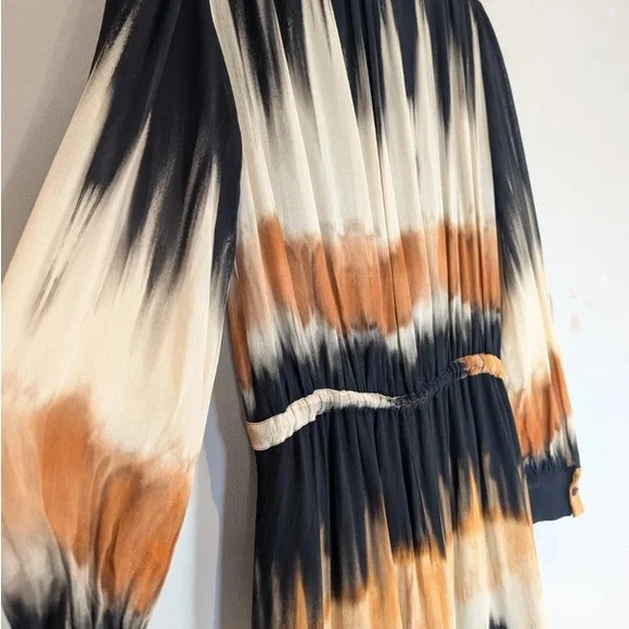 black and orange tie dye dress D0106 main image 0
